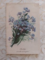 Régi képeslap 1958 levelezőlap virágmotívum nefelejcs