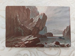 Old postcard art postcard beach rocks