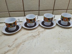 Hollóháza porcelain coffee set for sale! 4 porcelain coffee cups with small plates