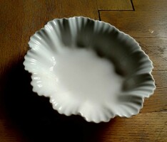Antique old white small porcelain bowl with frilled rim, late 1800s, marked with model number