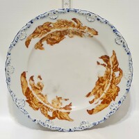 Czech elbogen brown floral pattern porcelain deep plate (2473)