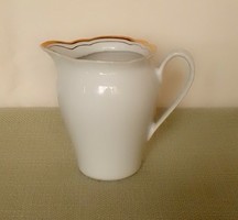 Kahla white porcelain pouring pitcher with creamy milky gold border