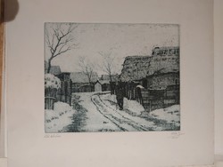 Etching signed by István Oláh from 1935 entitled 