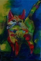 Színes cica festmény