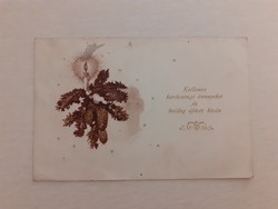 Old Christmas postcard postcard with pine branch cones