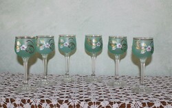 Czech crystal glass set, hand-painted decorated with 24 carat gold-brandy