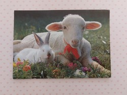 Retro húsvéti képeslap 1990 régi fotó levelezőlap nyuszi bárány