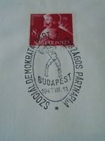 Za413.37 Occasional stamp - national party day of the Social Democratic Party 1947 viii.19. Budapest