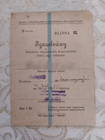 Old document 1949 railway ID Hungarian state railways