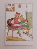 Old postcard 1942 postcard children girls