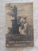 Old inscription postcard female photo postcard cross crucifix