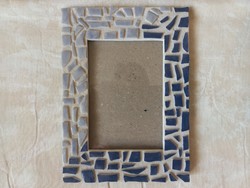 Blue mosaic picture frame, photo holder