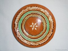Folk art folk craft ceramic wall bowl plate - 12.3 Cm diameter