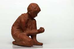 István Paál (1935-2010) terracotta sculpture: boy sandblasting