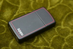 Lighter, zippo 1618zb slim matte black with pros stripe decor