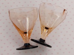 Retro liqueur glass with pink glass base glass 2 pcs