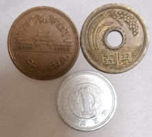 Japan 1, 5, 10 yen 3 coins in one