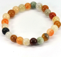 Real, 100% natural multi-color Thai jade bracelet 79.98 ct (8mm round beads)