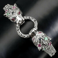 Real ruby sapphire emerald marcasite 925 sterling silver