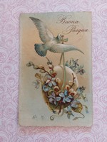 Régi húsvéti képeslap vintage levelezőlap galamb barka ibolya tojás