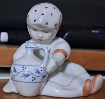Zsolnay porcelán figura, korsós lány