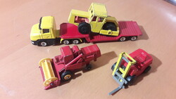 Retro toys forklift, combine harvester, work machines, 4 metal car matchbox