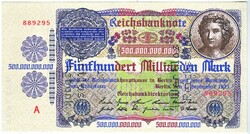 Németország 500 milliárd márka MINTA REPLIKA 1923