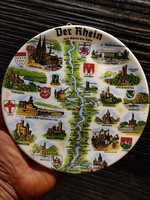 Rhine from Rhine Mainz to Cologne decorative plate with map souvenir