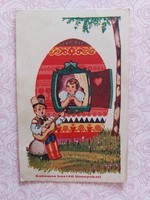 Régi húsvéti képeslap 1943 rajzos levelezőlap gyerekek tojás