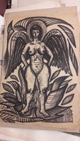 Matyás Réti female nude, ink drawing, 1976