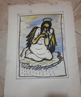 Réti Mátyás akvarell angyal, 1976