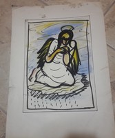 Réti Mátyás Watercolor, Angel, 1976