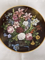 Álomszép gyűjtői rózsás porcelán dísztányér Holland Royal Mosa