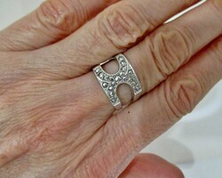 Szépséges régi magyar  kézműves chanel stílusú ezüstgyűrű