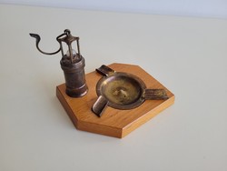 Old vintage miner souvenir copper lamp lantern ashtray table ornament