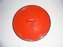 Retro enameled foot cover - furrow back - 18 cm diameter - 1960s-1980s