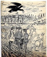First World War ink drawing by László Lurja (1884-?).