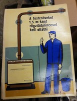 Retro, loft industrial design, occupational safety poster, for garage, heating, chimney