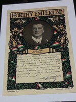 Horthy Miklós eredeti emléklap 1919.10.16.