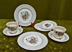 Old manson's cup with plates English faience breakfast set for two people in pairs