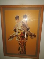 Victor Vasarely, ritka, nagyméretű szitanyomat, zsiráf. Szignózott, csak 1 hétig aukción.