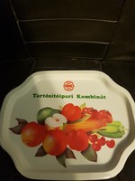 Metal tray with orchard.-Retro advertising tray.