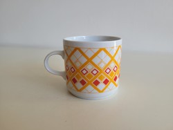 Retro régi Alföldi porcelán bögre kockás teás csésze