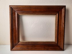 Biedermeier széles fa képkeret üveggel, tükör keret