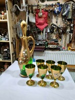 Czechoslovakian gilded crystal liqueur set