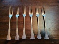 6 Silver dessert forks, English style, 16 cm