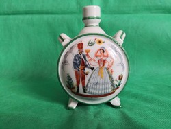 Antique Zsolnay water bottle, hussar and his lover