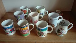 9 teacups, milk cups for everyday use, together with xx
