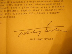 U15 Gyula Ortutay's 1949 circular, Ministry of Religious Education, stamped May 1949