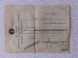 Old receipt 1943 from the anker general insurance r.T.